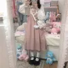 Vestido kawaii lolita para meninas macio japonês doces rosa lolita outfit bonito vestido deslizante verão coelho bordado jsk vestidos