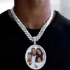 Immagine personalizzata personalizzata Hiphop CZ Diamanti ghiacciati Collana con ciondolo a forma di cerchio grande con memoria con catena spessa