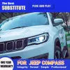 Bilstyling dagtid som kör lätt streamer turn signalindikator för Jeep Compass LED-strålkastarenhet 17-21 Front Lamp