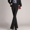 Capris zarif yüksek bel parlama pantolonları kadın nedensel ince pantalonlar Korean offcie büyük boyutta 4xl düz pantolon spodnie ol broek yeni