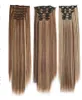 22 inches Clip in Synthetic Hair Extensions Weft 140g 20 Colors Simulation Human Hairs Bundles MR5S6PCS9706299