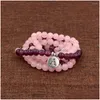 Bedelarmbanden 108 Kraal Roze Paars Armband Lotus Boeddha Hanger Mode Boeddhisme Yoga Sieraden Voor Mannen En Vrouw Drop Levering Dhi54