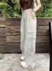 Womens Highwaisted Overalls Comfortable Casual Drawstring Leg Pants Show Thin Drop Feeling Movement Pantalones Slight Strech 240305