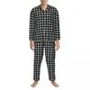 Vêtements de nuit pour hommes Disparition Black Polka Dot Automne Illusion d'optique Dots Plaid Casual Loose Pyjama Ensembles Mâle Chambre Design Vêtements de nuit