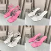 24s Donna Sandali con tacco alto impreziositi da cristalli Pantofola con tacco alto a spillo incrociato Ciabatte da donna Sandali con tacco firmati Scarpe eleganti Fabbrica con scatola di alta qualità