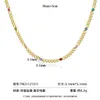 High Quality Colorful Zircon Chunky Woman Cuban Chain Gold Trendy Jewellery For Lady Tennis Necklace Stainless Steel