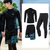 Roupa de banho manga longa rash guard camisa calças dos homens 3 pçs/set maiô fatos de banho preto surf ternos almofada feminino 4 pçs/set