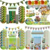 Ny Safari Decoration Disponertable Tableware Set Jungle Animal Dinosaur Party 1st Birthday Boy Baby Shower Favor