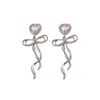 Dangle Earrings Fashion Bowknot Drop Heart Alloy Material Ear Studs For Students And Office Professionals