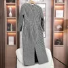 Casual Dresses Design Women Vintage Bow Square Neck Plaid Slim Fit Dress Elegant Lady Long Sleeve A-Line Female Prom Clown