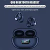 TWS Q80 Wireless Headphones Bluetooth 5.3 Bone Conduction Earphones Earclip Design Touch Control LED Earbuds Sports Headset