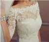 Eleganti spalle scoperte Applicazioni in pizzo Giacche da sposa Mezze maniche Bolero Avvolge Custom Made Bianco Avorio 20188863475