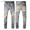 Men's Jeans 2022SS new European and American mens designer hip-hop jeans high street fashion tide brand cycling wash patch letter loose fit pants High Quality 240305