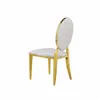 Elegant Golden Stainless Steel Chair with Oval Back Design for Wedding and Hotel Use