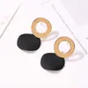 Boucles D'oreilles Pendantes Mode Géométrique Simple Disque Tridimensionnel Irrégulier Rond Pour Femme Vert