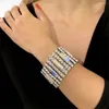 Charme Armbänder Luxus Strass Chunky Rechteck Hand Armband Hochzeit Schmuck Für Frauen Kristall Quaste Geometrische Braut Armreif Geschenk