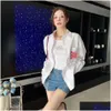 Womens Blouses Shirts E Designer Fashion Spring/Summer New Classic Letter Printing Embroidery High End Lapel White Shirt Loose Drop De Otiqw