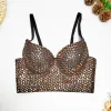 Camis e top con bretelline 2023 Nuovo francese Bustier Reggiseno Paillettes Glitter Canotta Donna Backless Cropped Tops Sexy Nightclub Party Canotta Costumi di scena