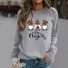 Tuluncu Kadın Moda Noel Yuvarlak Boyun Kapşonsuz Kazak Uzun Kollu Üst Bayanlar Zip Sweater Sevimli Tunik Tayt Sweatshirt Kadın