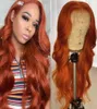 Ishow Braziliaanse Body Wave 13x1 Menselijk Haar Pruiken Oranje Gember Blauw Rood Roze 99j Kleur Remy Pre geplukt Kant Voor Pruik Voor Vrouwen Gir6170373