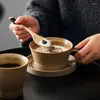 Storage Bottles Japanese Style Handmade Retro Pottery Breakfast Oatmeal Cup Home Milk Coffee Set