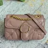 Klassische MARMONT-Umhängetasche für Damen, Designer-Handtaschen, grüne Lint-Klappen-Geldbörse, Leder-Kurier-Umhängetasche, Original-Hardware-Kette