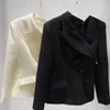 Blazer da donna primavera autunno moda stile Hepburn cerniera laterale cappotto casual unico francese 240226