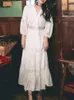 Robes décontractées Boho robe blanche femmes été vintage longue femme élégante évider dames lâche plage vacances robes