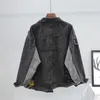Kadın Ceketleri Sonbahar Yeni Moda Yaması Tasarımları Denim Ceket Kadınlar Mektup Uzun Kollu Kot Ceket Kadın 240305
