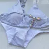 Conjunto sexy strass tanga biquíni feminino gstring tangas brasileiras maiô prata brilhante glitter biquíni único terno de natação