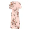 Dresses Plus Size VNeck Shirring Elastic Waist Summer Clothes for Women Casual Floral Printing Short Sleeve Basic Pullover Midi Dress