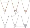 Collier de bijoux de créateur Couple Rose Gold Classique Collier Élégant Ensemble DIY Amour Coeur Bleu Crysta Charme pour Perles Charms Terling ier et s