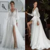 Eleganter Strand eine Linie Hochzeitskleiderseitenseite Split Cap Sleeve Spitze Applikat Brautkleid Sweep Zug Vestidos de Novia Custom Größe Pplique Pplique PPLIQUE PPLIQUE