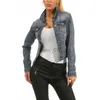 Women's Jackets New Wash Jeans Jacket Single Denim Jacket Blue Black Loose Ladies 240305