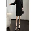 Skirts Elegant Office Lady Long Women 2024 Korean Fashion High Waist Formal Gray Red Black Pencil Slim Package Hip Skirt