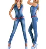 Sem mangas macacão jeans sexy bodysuit feminino denim macacão meninas calças senhoras women039s macacões nova fashion6085399