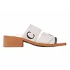 Hochwertige Damen-Sommerhausschuhe, flache, quadratische Slides, Designer-Sandalen, berühmte weiche Strand-Woody-Luxus-Leinwand, Beige, Braun, Stickerei, Weiß, Schwarz, Rosa, Plattform