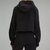Ll yoga tröjor SCA överdimensionerade full-zip hoodies spårar jackor mjuka mysiga beskurna huva rockar vår/höst/vinter tjock tröja kvinnor fitness jogger sweattops