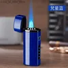 Encendedores Creativo USB 3 Jet Turbo Linterna LED Carga Luz de gas A prueba de viento Barbacoa Cocina Cigarro Luz Pistola de pulverización Accesorios para fumar Regalo Q240305