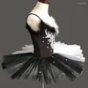 Scene Wear Professional Classical Pancake Tutu Costume Black Swan White Ballet kjol för Girls Dance Kids Women Leotard