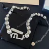 Designer smycken halshuggadesigner smycken set halsband armband mode kristall strass brev armband julklappsmycken