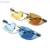 Sunglasses Photochromic Vintage Rimless Men Luxury Carter Glasses Big Square Sunnies for Driving Fishing Retro Style Shades Wood Buffalo Horn Temple Unique 240305