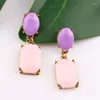 Boucles d'oreilles pendantes multicolores carrées, pendentif goutte de bonbon, bijoux à la mode pour femmes, fête de mariage, fiançailles, 2024