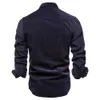 Simple boutonnage 100% coton hommes chemise affaires décontracté mode couleur unie velours côtelé hommes chemises automne chemise mince hommes 230226