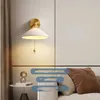 Vägglampa iwhd nordisk keramisk led väggljusarmaturer Pullkedjan Switch E14 Socket Copper Modern bredvid Lamp Sconce Home Lighting WandLamp