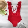 Roupa de banho 2023 sexy monokini vermelho plissado maiô senhora bodysuit monokinis banho feminino uma peça mergulho maiô nadar wear