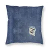 Housse de coussin en Denim bleu foncé déchiré, 45x45cm, décoration de maison, canapé, impression, Texture tendance, étui pour voiture