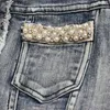 Giacche da donna Cappotto corto in denim con perle Jeans con frange Perline Giacche in denim TOP354 -5 240305
