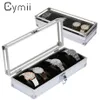 CYMII Watch Box Case 6 GRID INSERT SLOTS smycken Watches Display förvaringslåda Fodral Aluminium Titta på smycken Decoration2424