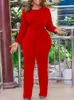 Women Jumpsuit Long Sleeve High Waist Slim Fit Ladies Overalls Red African Elegant Classy Big Size Rompers Autumn 240301